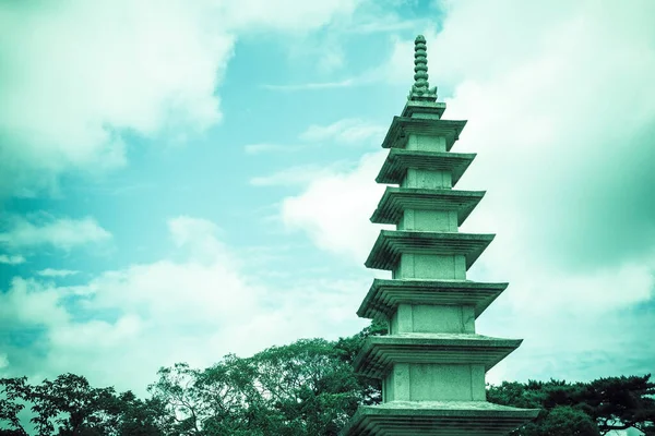 Pagode Território Mosteiro Budista Coreia Sul Religião Cultura Ásia Tonificação — Fotografia de Stock