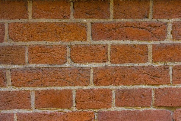Браун Оранжева Стіна Цегли Сірі Цементні Суглоби Сонячне Світло Вулиця — стокове фото