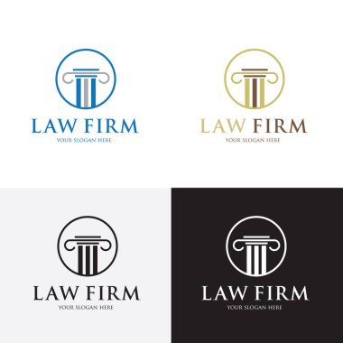Hukuk firması logo simge vektör tasarımı. Evrensel hukuk, avukat, ölçek