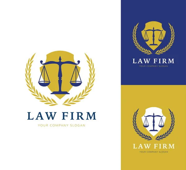 Law firm logo icon vector design.legal, lawyer, scale, vector logo template — Stock Vector