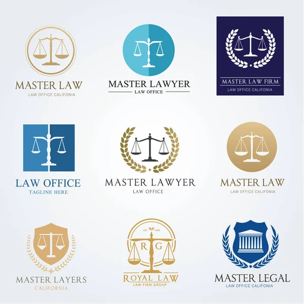 Law firm logo icon vector design. Lawyer logo design set — Stock Vector