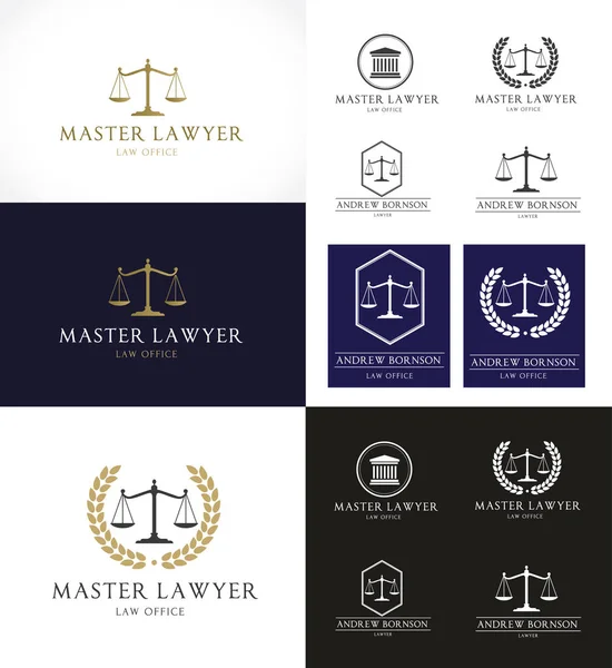 Diseño de vectores de logotipo del bufete de abogados. Conjunto de diseño de logotipo de abogado — Vector de stock