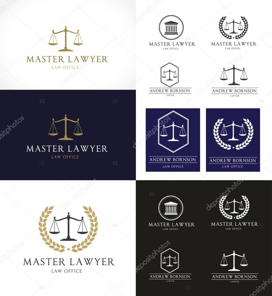 Law firm logo icon vector design. Lawyer logo design set