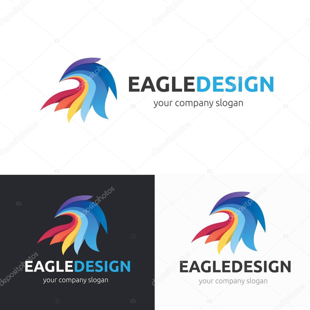 Logo design template with eagle and wing symbol design for creative brand identity.