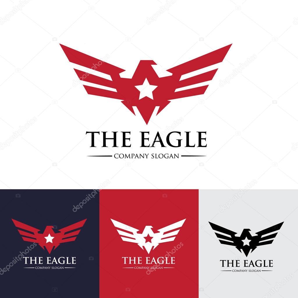 Logo design template with eagle and wing symbol design for creative brand identity.