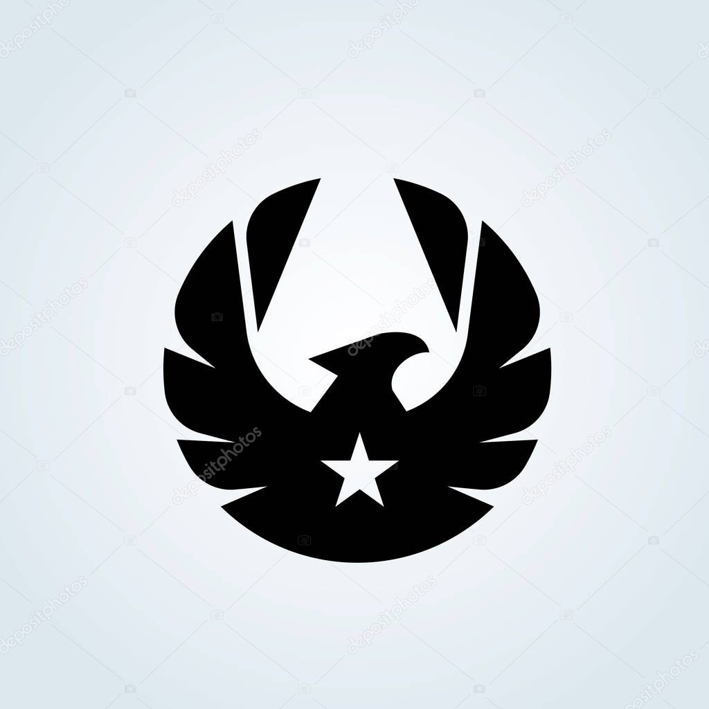 Logo design template with eagle and wing symbol design for creative brand identity.