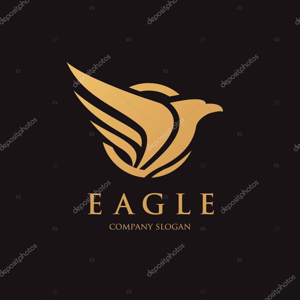 Logo design template with eagle and wing symbol design for creative brand identity.