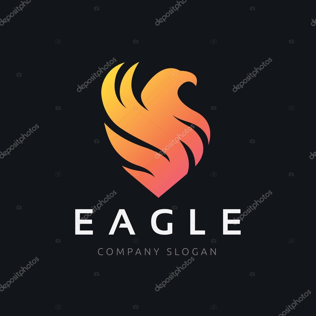 Logo design template with eagle and wing symbol design for creative brand identity.