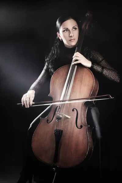 Cello player cellist playing violoncello — Stock Photo, Image