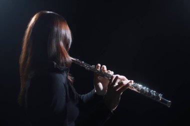 Flute player flutist Classical musicians playing flute instrument clipart