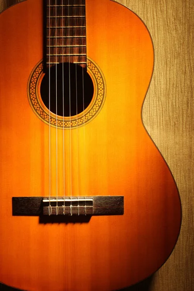 Guitare acoustique guitare classique espagnole gros plan — Photo