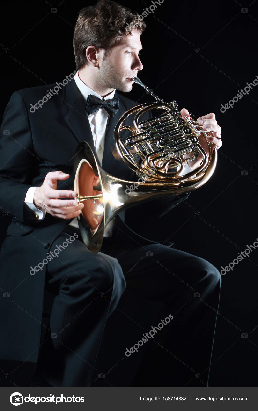 Orquestra De Instrumentos De Música De Chifre Francês Clássico Hornist E  Jogador. Foto Royalty Free, Gravuras, Imagens e Banco de fotografias. Image  94033592