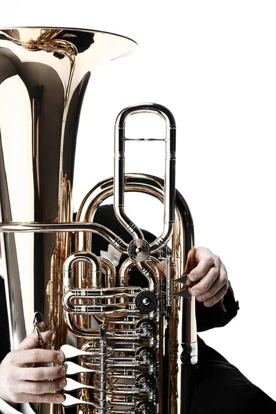 Tuba Bleckblåsinstrument. Vind musik — Stockfoto