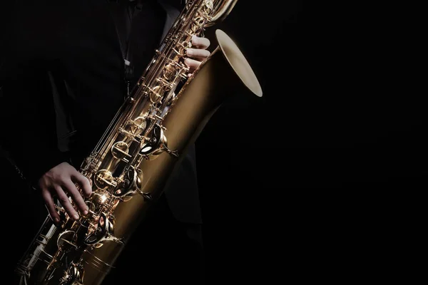 Saksofon odtwarzacz muzyki jazzowej. Sax gracza — Zdjęcie stockowe