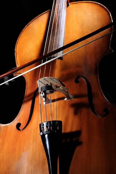 Cello player Close up cello with bow — Stock Photo, Image