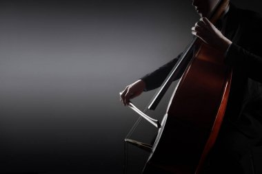 Double bass player. Hands playing contrabass clipart