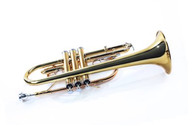 Trompet izole kornet. Müzik trompet enstrümanı
