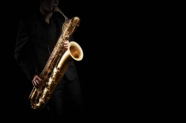 Saxophone player. Saxophonist with baritone clipart
