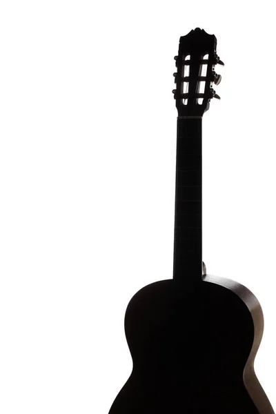 Acoustic guitar silhouette isolated on white — Stock Photo, Image