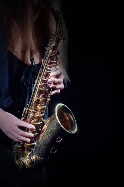 Saxofone Player Saxofonista tocando jazz — Fotografia de Stock