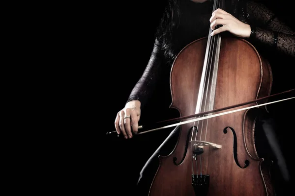 Cello player. Cellist hands playing cello — Stock Photo, Image