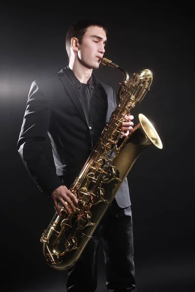 Saxofon hráče jazzový hudebník saxofonista — Stock fotografie
