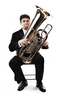 Tuba pirinç alet. Rüzgar klasik müzisyen izole