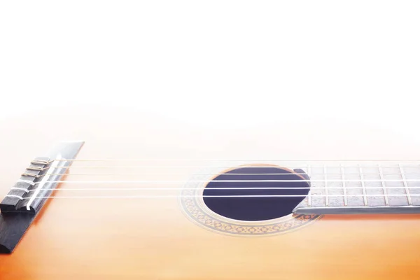 Acoustic guitar strings. Classical guitar closeup — Stock Photo, Image