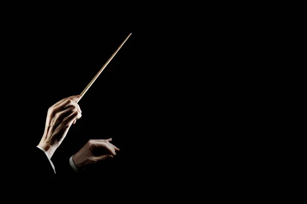 Orchestra dirigent musik bedriver. Händer dirigent baton — Stockfoto