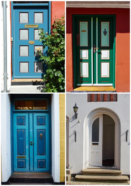 Collage of traditional front doors Denmark — Stock Photo, Image