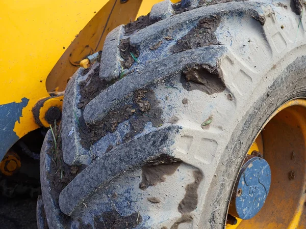 Close up of tractor tire wheel