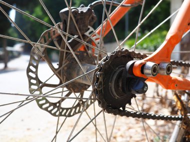 Dağ bisikleti tek bir pistte gidiyor. Harika doğa sporları.