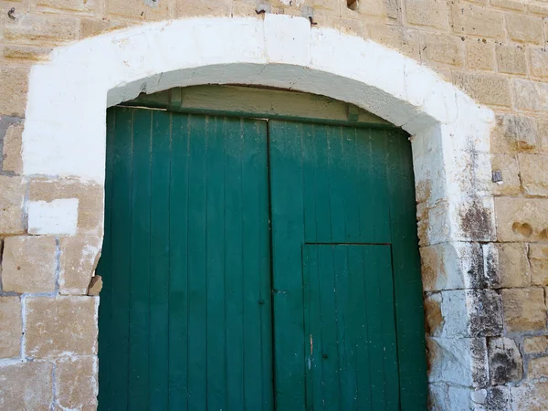 Κλασική Μεσογειακή Κυπριακή Αρχιτεκτονική Στυλ Πολύχρωμα Ζωγραφισμένα Ξύλινη Πόρτα Πάφος — Φωτογραφία Αρχείου