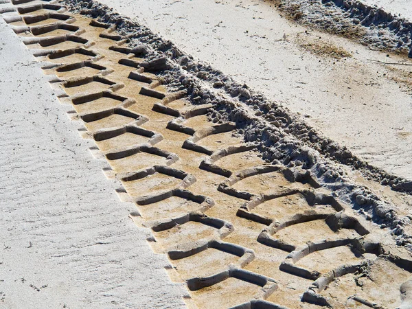 Road 4X4 Keréknyomok Országon Sivatag Strand Homok Autózás Háttér Kép — Stock Fotó