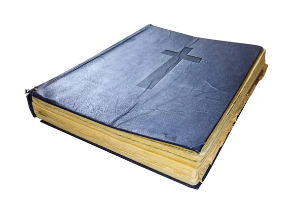 Bible vieux livre sacré isolé sur fond blanc — Photo