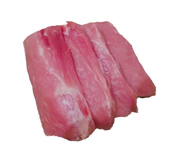 Vlees stuk geïsoleerd. Vers varkensvlees. Roze rundvlees — Stockfoto