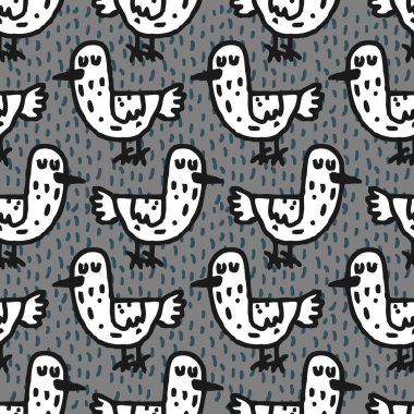 Kuşlar çocuk çizim desen. El çizim süsleme. Doku için 