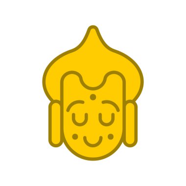 Buda yüz Emoji avatar. Budist heykel başı. Meditasyon ve e