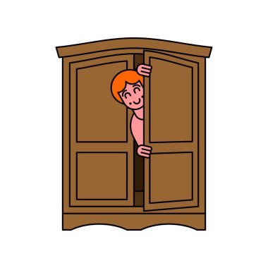 Dolap Lgbt sembolü geliyor. Açık dolap kapağı. WA dışarı almak