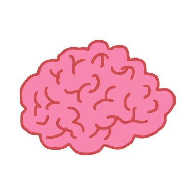 İzole beyin çizim. Beyin beyaz zemin üzerine eğiliyor