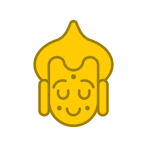 Boeddha gezicht Emoji avatar. Boeddhistische standbeeld hoofd. Meditatie en e — Stockvector