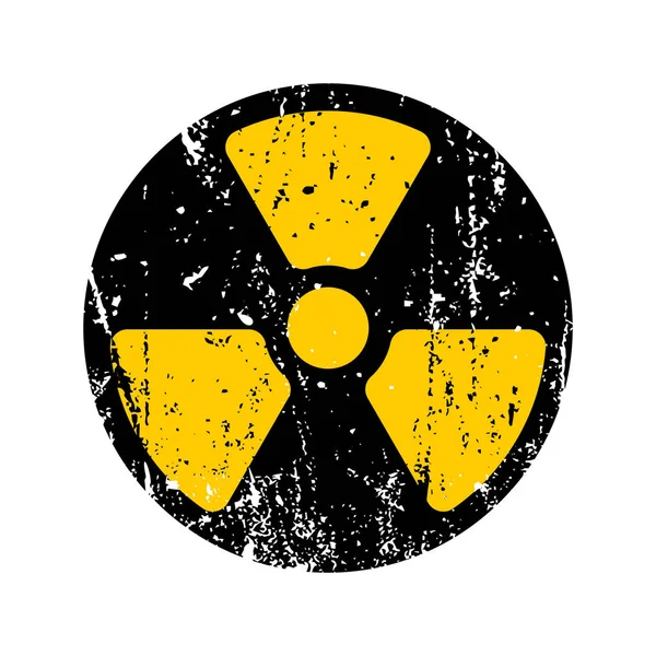 Old sign radioactive danger. Shabby retro toxic danger symbol gr — Stock Vector