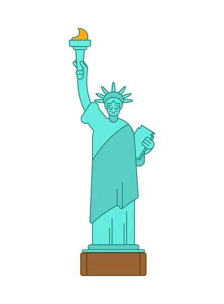 Estatua de la Libertad estilo lineal. Un hito en América. Estados Unidos Escultura — Vector de stock