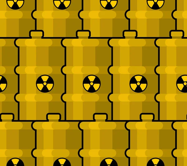 유독한 폐기물 패턴 노란색 배럴입니다. 방사성 용기 — 스톡 벡터