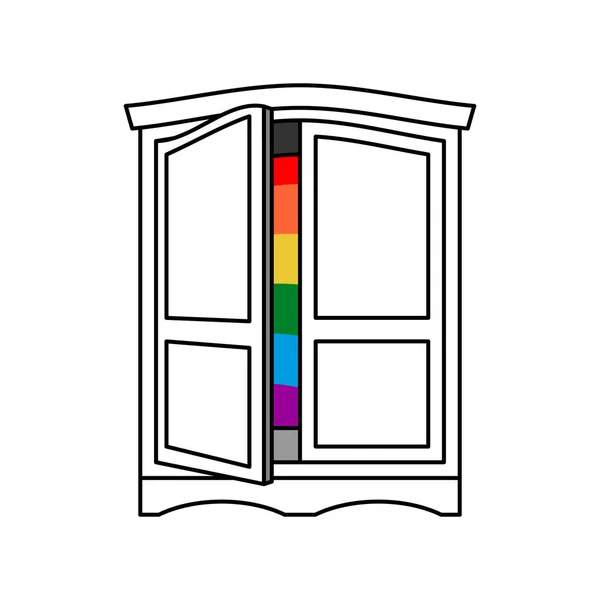 Выходит Шкаф ЛГБТ-символ. Открытая дверь шкафа. Убирайся с дороги. — стоковый вектор