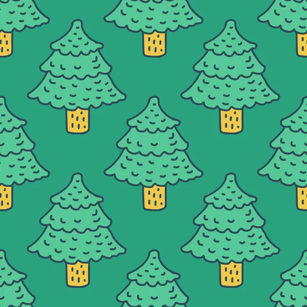 Modèle de dessin d'arbre de Noël. Style dessin animé en sapin. épinette backgr — Image vectorielle