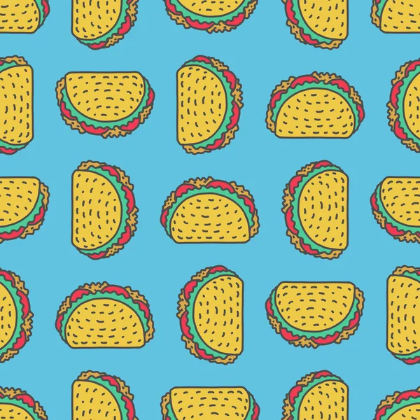 Taco çizim arka plan. Meksika lokanta desen. Yemek benden