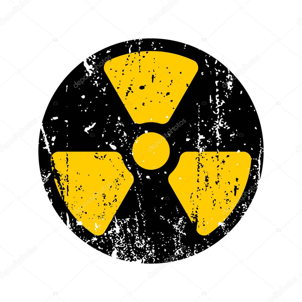 old sign radioactive danger. Shabby retro toxic danger symbol gr