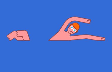 Yüzücü izole Havuzu. Atlet suda yüzüyor