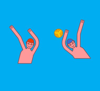 Su topu. Sporcular su top oynamak. Spor suları oyunları